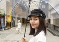 Attractive beautiful lady hold an umbrella. Royalty Free Stock Photo